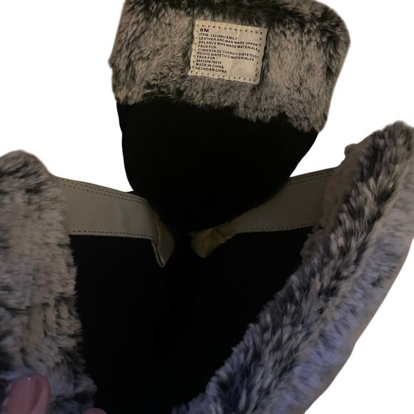 Khombu "Emily" Women Snow Boots, 8, Leather Upper, Faux Fur Trim, Gray/Blk, Duck - Picture 4 of 10